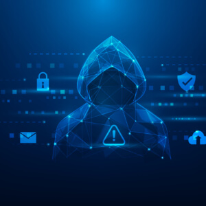 hacker scammer computer technology. cyber security protection network background. malware from internet online.